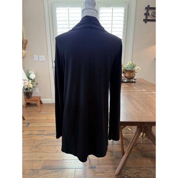 J. Jill Black Open Front Cardigan Size M Stretch Lightweight Drape Pockets - Picture 4 of 9
